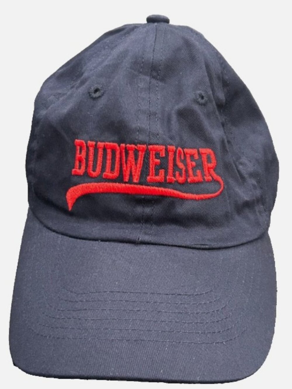 Budweiser Hat Cap Strap Back Navy Blue Embroidered Beer Promo Lightweight